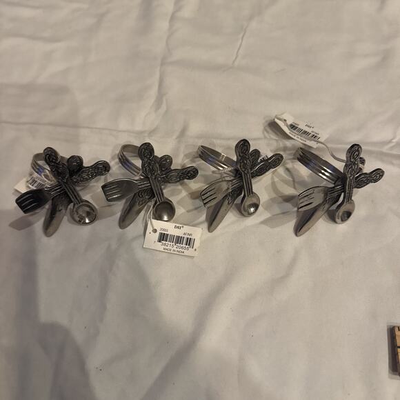 Unbranded Other - Silverware Napkin Rings Silver Pewter Set Of 4‎ Napkin Holder New Old Stock
